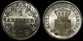 German States Bavaria 1 Kreuzer 1871
KM# 873; Silver (0.166) 0.89g; Burning Mint Luster; BUNC