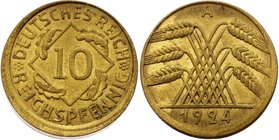 Germany - Third Reich 10 Reichspfennig 1924 A Misstrike
KM# 40; J. 309.; AUNC, not common!