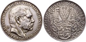 Germany - Weimar Republic Medal "80th Birthday of Paul von Hindenburg" 1927 D
X# 1; Silver 24.61g 36mm