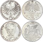 Germany Lot of 2 Silver Coins
5 Mark 1979 J & 1975 G; Silver; Different Motives