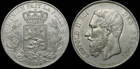 Belgium 5 Francs 1873 Position
KM# 24; Silver 25.05g; aUNC