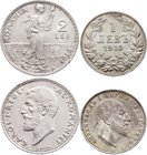 Europe Lot of 2 Coins
Bulgaria 1 Lev 1910 & Romania 2 Lei 1914; Silver
