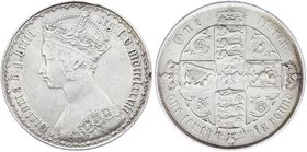 Great Britain Gothic Florin 1883 Rare
KM# 746; Silver; "mdccclxxxiii" KM#746.4 (without die number); XF