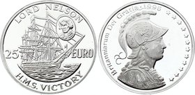 Great Britain 25 Euro 1996 Silver Medal
HMS Victory - Lord Nelson. Silver Proof Marine Medal. 23,6g.