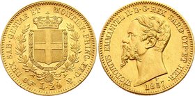 Italy - Sardinia 20 Lire 1857 F / B
KM# 146.1; Gold; Vittorio Emanuele II; aUNC; Hairlines
