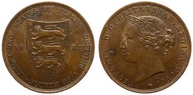 Jersey 1/24 Shilling 1877 H
KM# 7; Bronze; Mintage 336.000; aUNC
