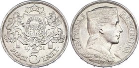 Latvia 5 Lati 1931
KM# 9; Silver; UNC