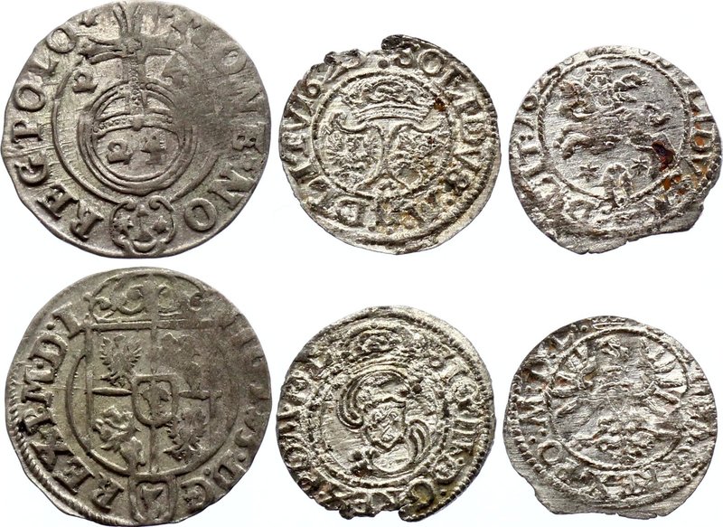 Polish-Lithuanian Commonwealth Lot of 3 Coins 16th Century
1/5 Grosh & 2 Solids...