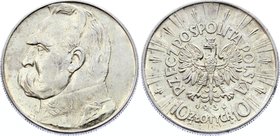 Poland 10 Zlotych 1936
Y# 29; Silver; Józef Piłsudski; UNC.
