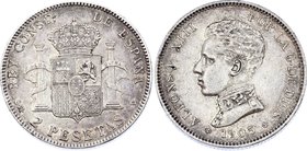 Spain 2 Pesetas 1905
KM# 725; Silver; Alfonso XIII; XF