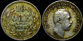 Sweden 10 Ore 1865 ST
KM# 710; Silver 0.84g; Mintage 560.000; VF/XF