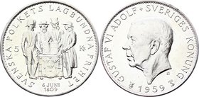 Sweden 5 Kroner 1959
KM# 830; Silver; 150th Anniversary of the Constitution of Sweden; UNC