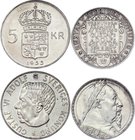 Sweden Lot of 2 Silver Coins
2 Kronor 1932, 5 Kronor 1955; Silver; Different Motives