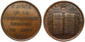 Switzerland Medal "300 Years of Reformation in Geneva" 1835
Medaillen#1559, Slg. Whiting#684, Schnell#470, Brozatus#1348 a; Bronze 19.37g 33.5mm; XF/...