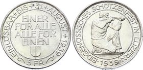 Switzerland 5 Francs 1939 B
X# S20; Silver; Luzern Shooting Festival, 1939; Mintage 40,000; UNC