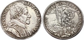 Vatican / Papal States 1 Piastra 1693
KM# 557; Silver; Innocent XII