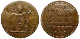 Vatican / Papal States Papal States Baiocco 1802
KM# 1267.2; Copper; Old Cabinet Patina; XF/XF+