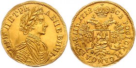 Russia 1/2 Ducat 1712 DL Later Strike in Gold
Bit# Unlisted; Gold, 1.78g. High-quality copy minted in gold! Very attractive copy for collection inste...