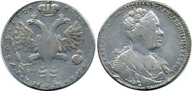 Russia 1 Rouble 1726 СПБ RR
Bit# 142 R1; SpB type, portrait to the right, stars divide the legend of reverse. 8-10 Roubles by Petrov & Ilyin. Silver,...