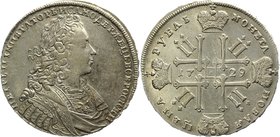 Russia 1 Rouble 1729 R (Type 1728)
Bit# 98 R; 25 Roubles Petrov; 25 Roubles Ilyin; Silver 28,5g.; AUNC; Type 1728; No star on the chest; Extremely ra...