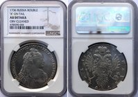 Russia 1 Rouble 1736 NGC UNC
Bit# 125, 1735 Type Without pendant on bosom; UNC; Mint lustre; Kadashevskiy mint. NGC UNC Details - Cleaned.