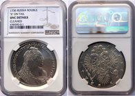Russia 1 Rouble 1736 NGC UNC
Bit# 128, 1735 Type With pendant on bosom; 2,25 Roubles Petrov; Silver, UNC; Mint lustre; Kadashevskiy mint. NGC UNC Det...