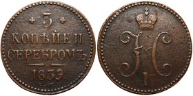 Russia 3 Kopeks 1839 CM RR
Bit# 719(R1); Petrov-3 Rubles; Ilyin -3 Rubles; 23.25g 37mm; VF/XF