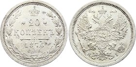 Russia 20 Kopeks 1876 СПБ HI
Bit# 227; Silver, AUNC, mint luster.
