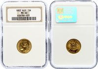 Russia 5 Roubles 1902 AP NGC MS66
Bit# 29; Gold (.900) 4.3g. NGC MS66