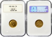 Russia 5 Roubles 1904 АР NGC MS 62
Bit# 31; Gold (.900) 4.30g