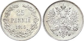 Russia - Finland 25 Pennia 1916 S
Bit# 421; Silver 1.24g; UNC