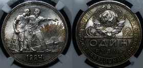 Russia - USSR 1 Rouble 1924 ПЛ NGC MS 64
Y# 90.1; Fedorin# 99; Type - two awns; Nice Patina