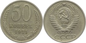 Russia - USSR 50 Kopeks 1971 Key Date
Y# 133a.2; Copper-Nickel-Zink 4,45g.