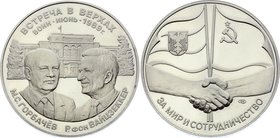 Russia - USSR Medal For Peace and Cooperation 1989 PROOF
Meeting of Gorbatschev and von Weizsäcker in Bonn; 28.3g