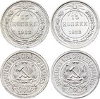 Russia - USSR Lot of 2 Coins
15 Kopeks 1922, 1923; Silver; R.S.F.S.R.
