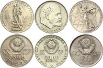 Russia - USSR Lot of 3 Coins
1 Rouble 1965-1975; Prooflike Lenin's Head