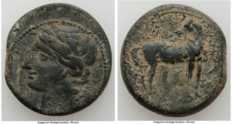 ZEUGITANA. Carthage. Time of the Second Punic War. Ca. 215-201 BC. AE shekel (23...