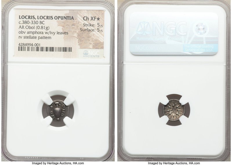 LOCRIS. Locris Opuntia. Ca. 380-330 BC. AR obol (12mm, 0.81 gm). NGC Choice XF S...