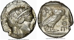 ATTICA. Athens. Ca. 440-404 BC. AR tetradrachm (25mm, 17.16 gm, 1h). NGC MS 4/5 - 4/5. Mid-mass coinage issue. Head of Athena right, wearing crested A...