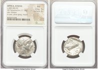 ATTICA. Athens. Ca. 440-404 BC. AR tetradrachm (24mm, 17.18 gm, 2h). NGC AU 5/5 - 4/5. Mid-mass coinage issue. Head of Athena right, wearing crested A...