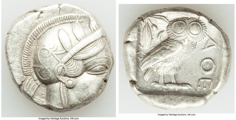 ATTICA. Athens. Ca. 440-404 BC. AR tetradrachm (24mm, 17.17 gm, 4h). XF. Mid-mas...