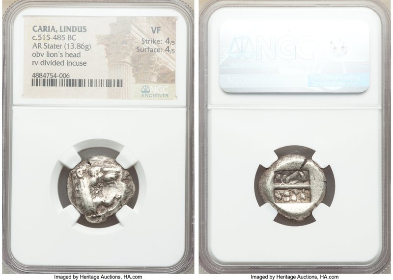CARIAN ISLANDS. Lindus. Ca. 515-485 BC. AR stater (20mm, 13.86 gm, 1h). NGC VF 4...
