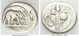 Julius Caesar, as Dictator (49-44 BC). AR denarius (19mm, 3.66 gm, 6h). About VF, bankers marks. Military mint traveling with Caesar in northern Italy...