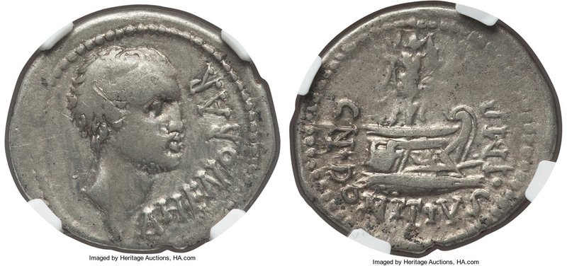 Cn. Domitius Ahenobarbus (41 BC). AR denarius (21mm, 3.80 gm, 2h). NGC VF 5/5 - ...