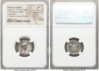 Augustus (27 BC-AD 14). AR denarius (18mm, 3.80 gm, 12h). NGC XF 4/5 - 4/5. Lugdunum, 2 BC-AD 4. CAESAR AVGVSTVS-DIVI F PATER PATRIAE, laureate head o...