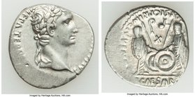 Augustus (27 BC-AD 14). AR denarius (17mm, 3.60 gm, 9h). VF. Lugdunum, 2 BC-AD 4. CAESAR AVGVSTVS DIVI F PATER PATRIAE, laureate head of Augustus righ...