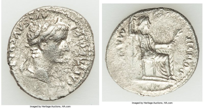 Tiberius (AD 14-37). AR denarius (18mm, 3.72 gm, 10h). AU, horn silver. Lugdunum...