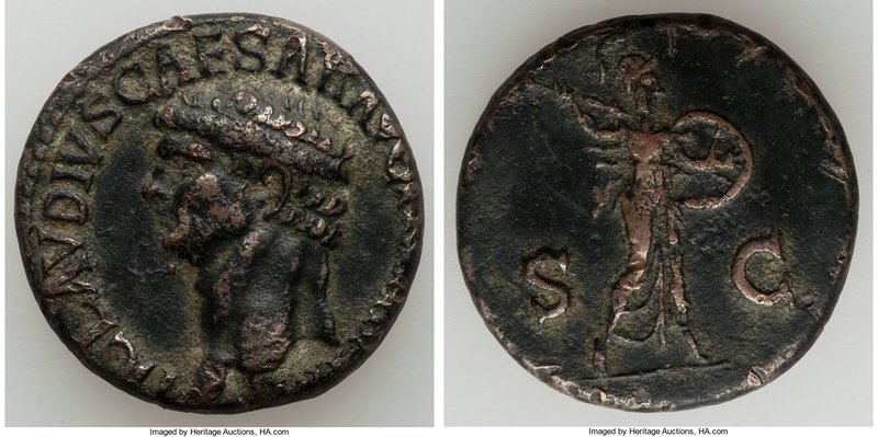 Claudius I (AD 41-54). AE as (26mm, 11.34 gm, 6h). XF, edge dig. Rome, ca. AD 41...