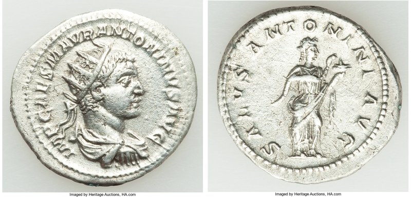 Elagabalus (AD 218-222). AR antoninianus (23mm, 4.88 gm, 12h). XF. Rome, AD 219....