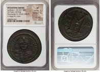 Justinian I the Great (AD 527-565). AE follis or 40 nummi (42mm, 18.57 gm, 7h). NGC XF 5/5 - 2/5, die shift. Nicomedia, 2nd officina, Regnal Year 12 (...